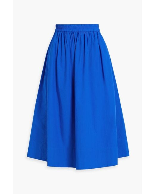 Alex Mill Blue Gathered Cotton-poplin Midi Skirt