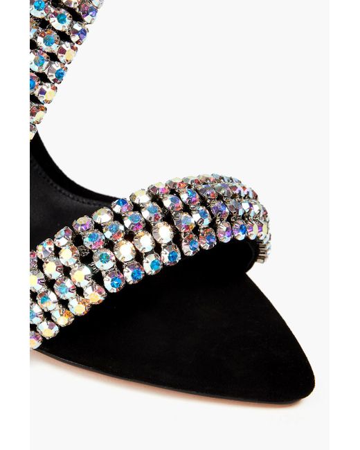 Alexandre Birman Black Alanis 100 Crystal-embellished Suede Slingback Sandals
