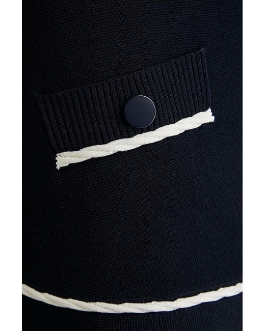 Claudie Pierlot Blue Ausgestellter minirock aus zweifarbigem stretch-strick