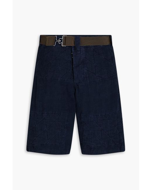 Maison Margiela Blue Belted Linen Shorts for men