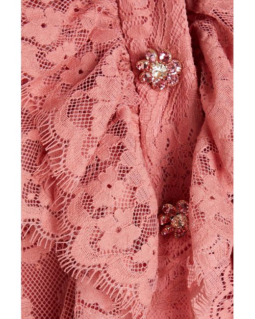 Zimmermann Pink Ruffled Lace Blouse