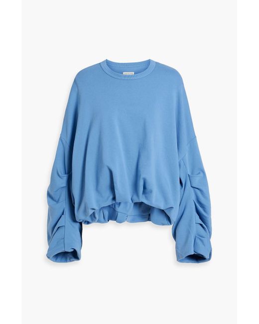 Dries Van Noten Blue Oversized Gathered Cotton-jersey Sweatshirt
