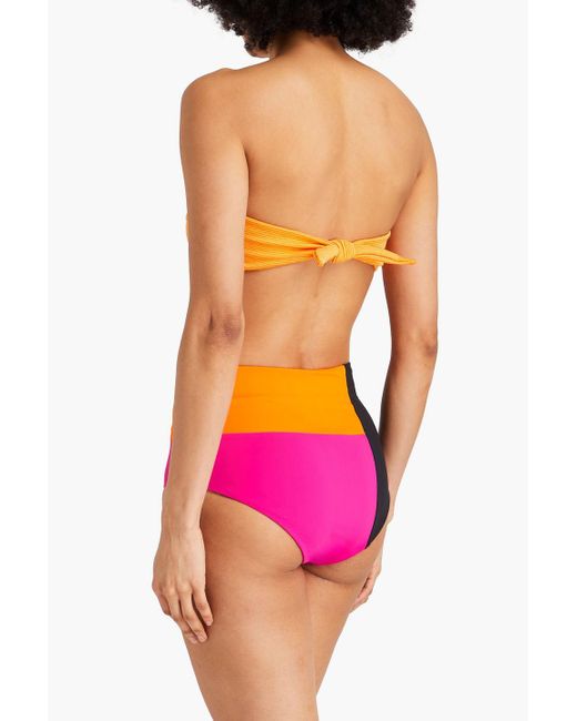 Mara Hoffman Pink Lydia Color-block High-rise Bikini Briefs