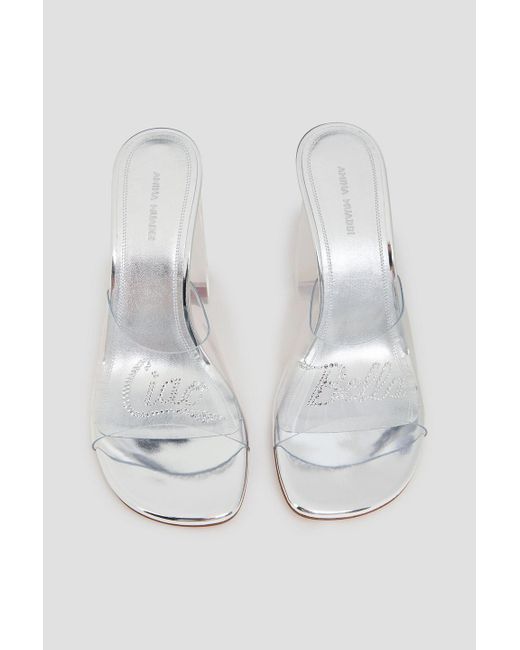 AMINA MUADDI Metallic Bella Glass Crystal-Embellished Pvc Mules