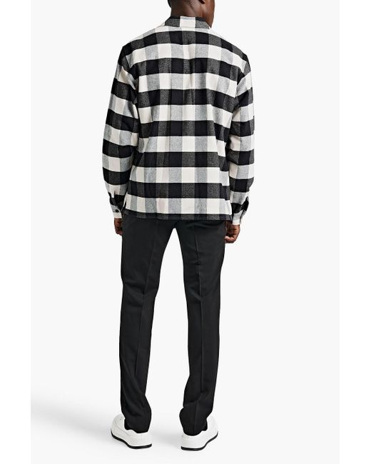 Sandro Black Checked Cotton-blend Flannel Overshirt for men