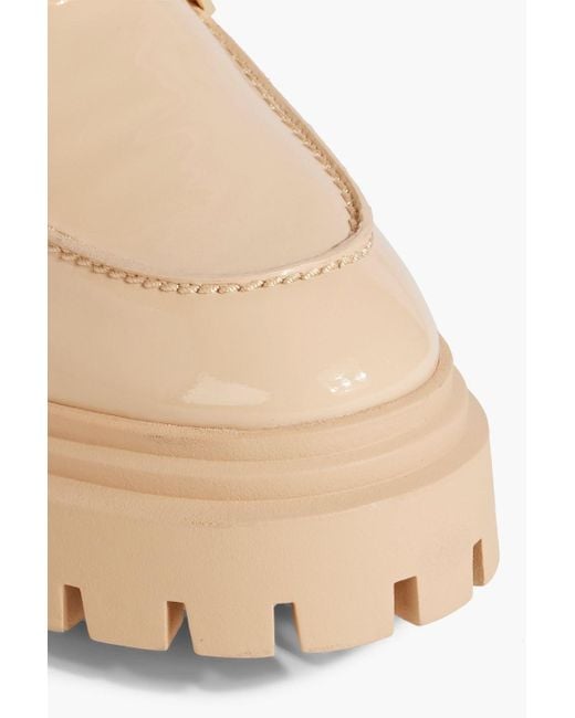 Stuart Weitzman Natural Perla plateau-loafers aus lackleder mit verzierung