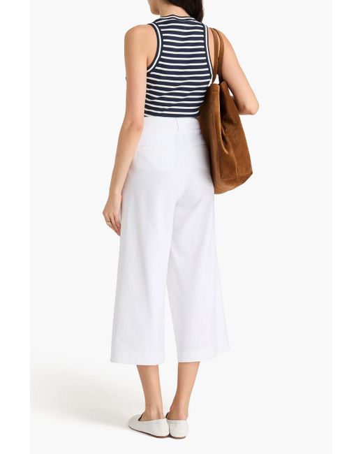 Veronica Beard Blue Jordyn Striped Ribbed Stretch-Pima Cotton Jersey Tank