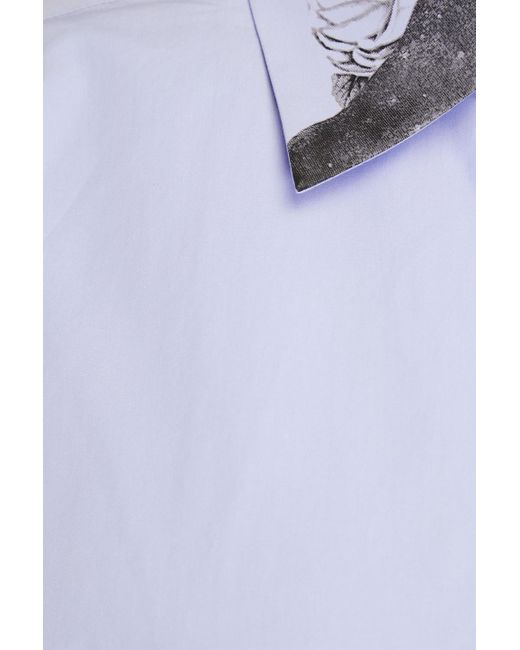 Valentino Garavani Blue Hemd aus baumwollpopeline mit floralem print
