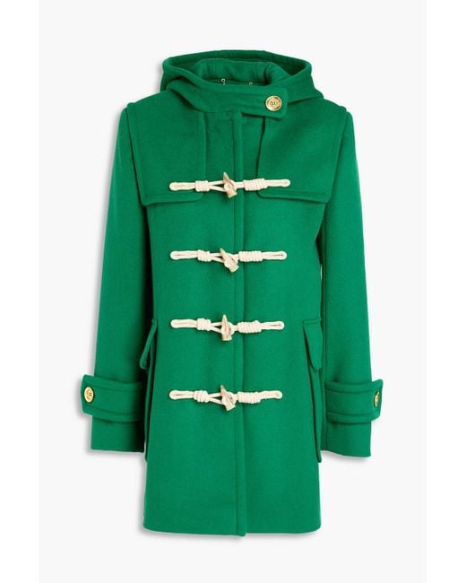 Zimmermann Green Brushed Wool-blend Felt Hooded Coat