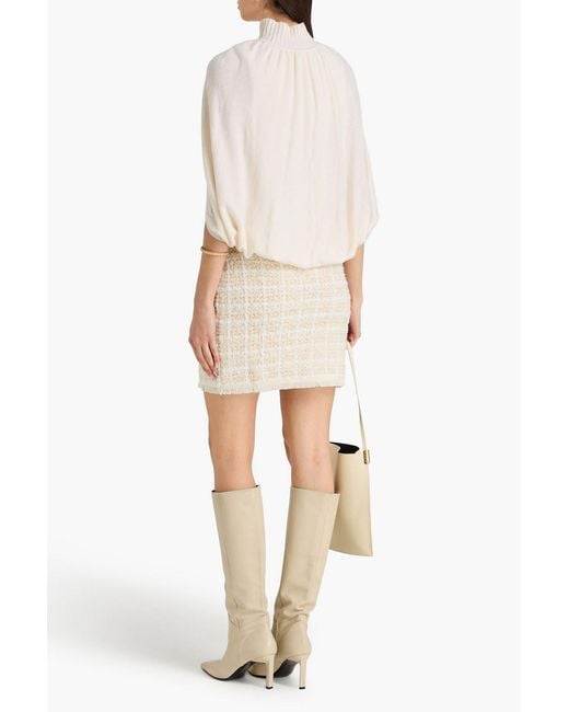 Jonathan Simkhai Natural Cape-Effect Ribbed Cashmere Turtleneck Sweater