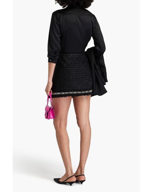 Versace Black Studded Tinsel-Tweed Mini Skirt