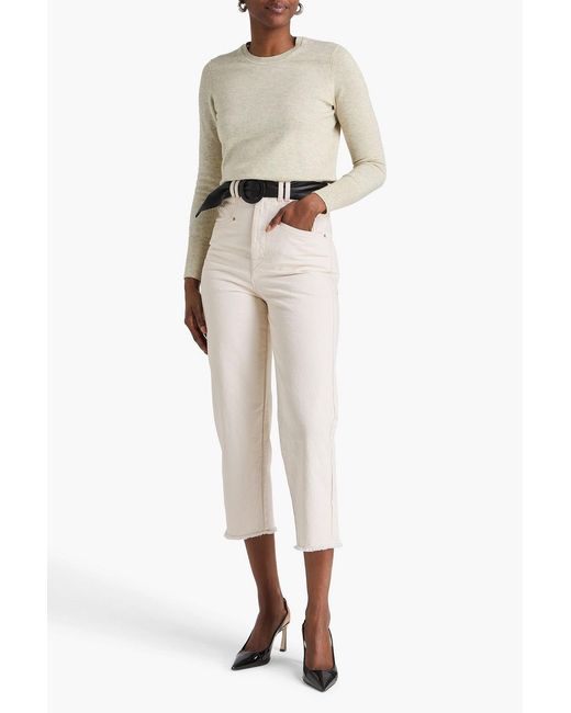 Isabel Marant White Dilali Cropped High-Rise Straight-Leg Jeans
