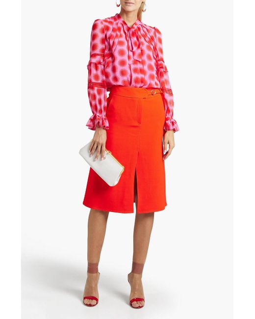 Diane von Furstenberg Pink Arlington bedruckte bluse aus chiffon mit rüschen