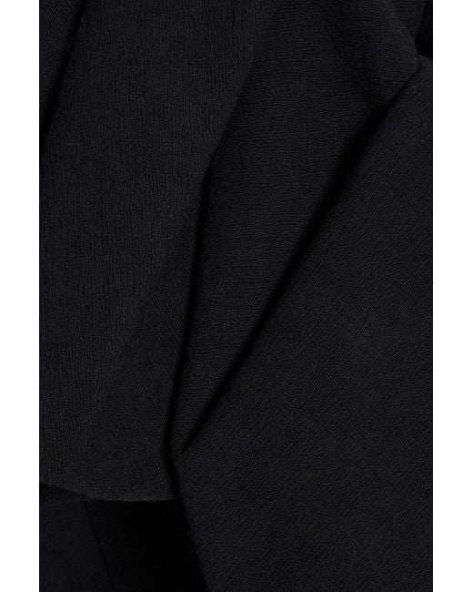 Jonathan Simkhai Black Puff Cold-Shoulder Ruffled Cotton And Linen-Blend Mini Dress