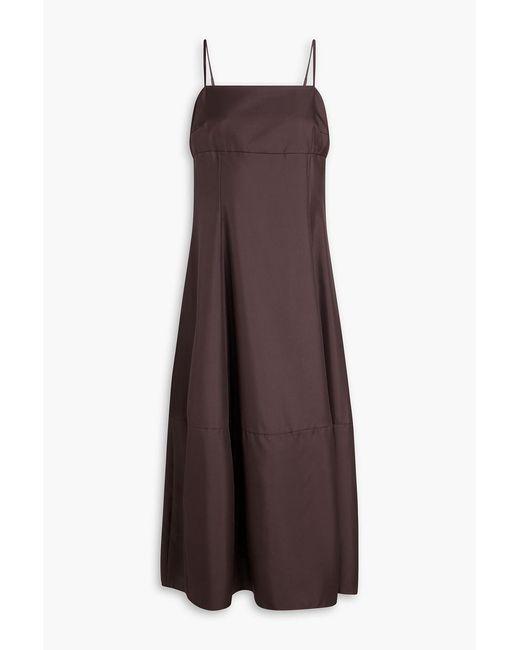 Theory Brown Silk-Twill Midi Dress