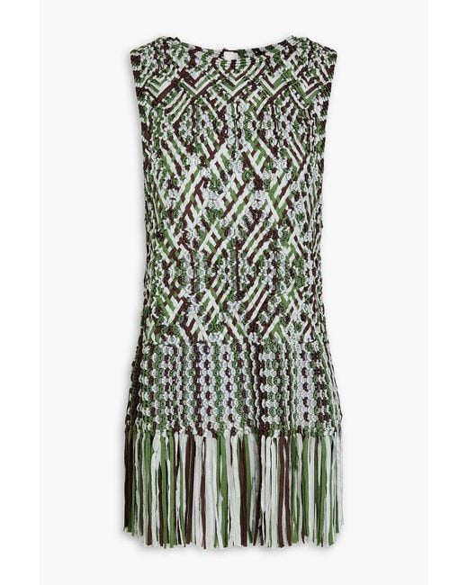 Wales Bonner Green Java Fringed Macramé Top