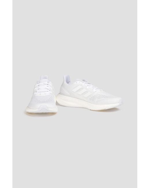 Adidas Originals White Pureboost Mesh And Rubber Sneakers for men