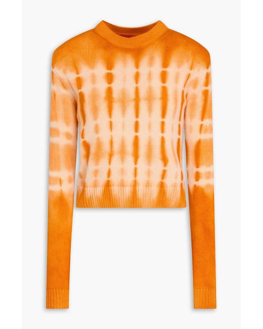The Elder Statesman Orange Tie-Dyed Cashmere Sweater