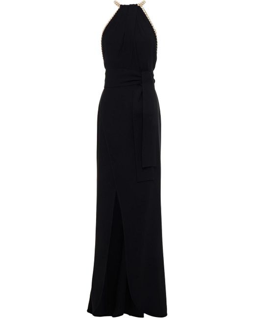Elie Saab Black Chain-embellished Crepe Gown