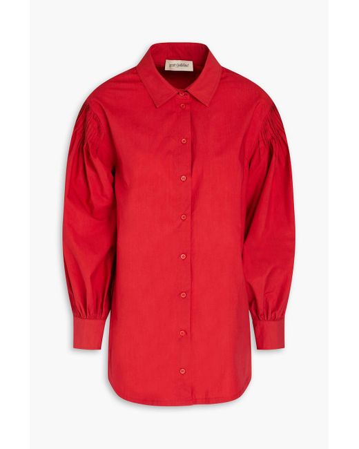 Gentry Portofino Red Pintucked Cotton-poplin Shirt