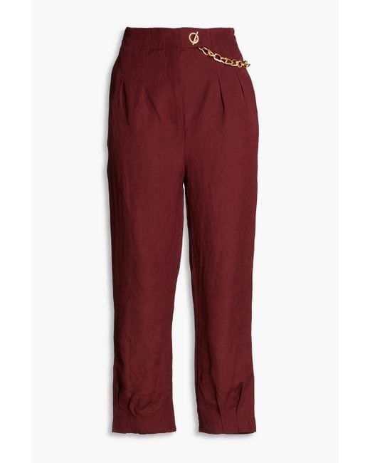 Aje. Annabelle Chain-embellished Linen-blend Tapered Pants