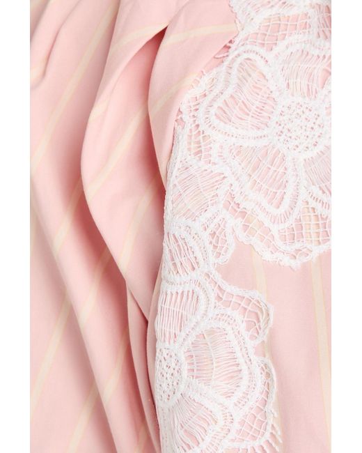 3.1 Phillip Lim Pink Lantern Lace-Trimmed Striped Cotton-Poplin Shirt
