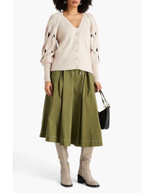 Jonathan Simkhai Natural Cable-Knit Cotton And Wool-Blend Cardigan