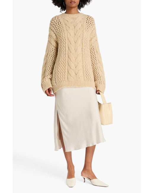 Brunello Cucinelli Natural Cable-Knit Alpaca-Blend Sweater