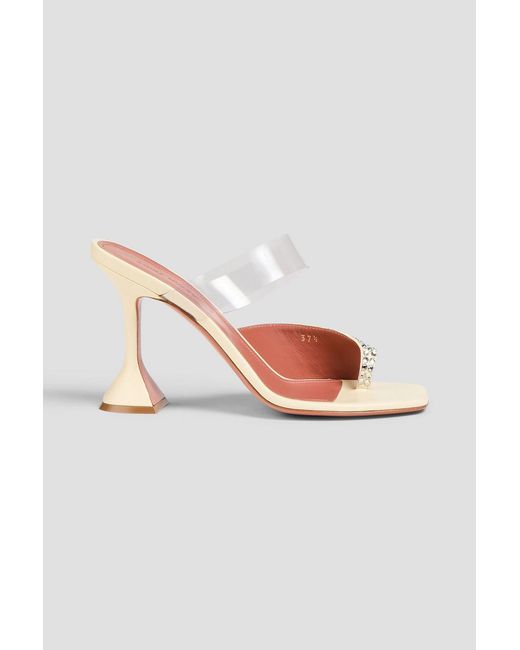 AMINA MUADDI Pink Paloma Crystal-embellished Satin And Pvc Mules