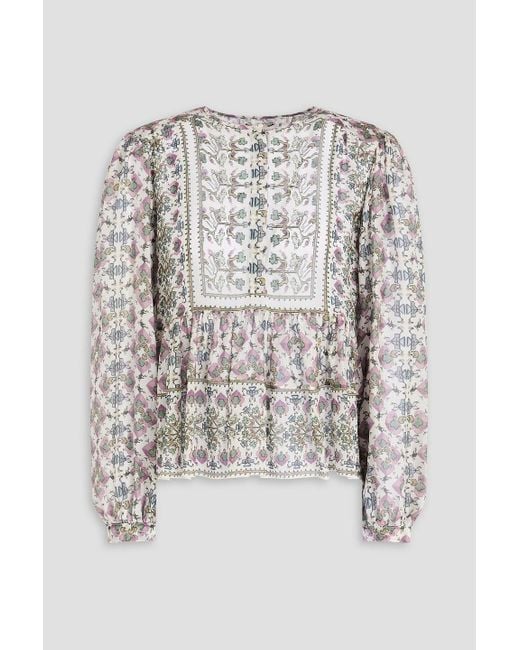 Isabel Marant White Oberteil "moeni" aus seiden-georgette mit floralem print