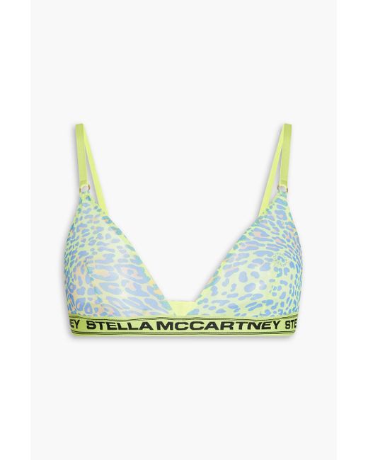 Stella McCartney Green Leopard-print Stretch-mesh Triangle Bra