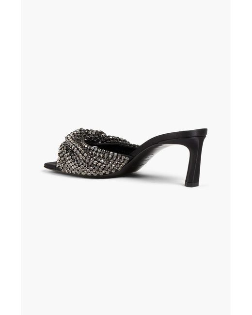Sergio Rossi Black Crystal-Embellished Twisted Satin Mules