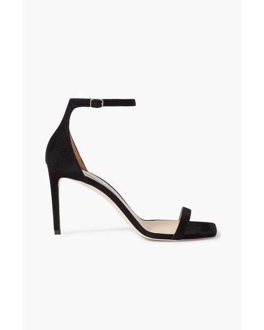 Jimmy Choo Black Alva 85 Suede Sandals