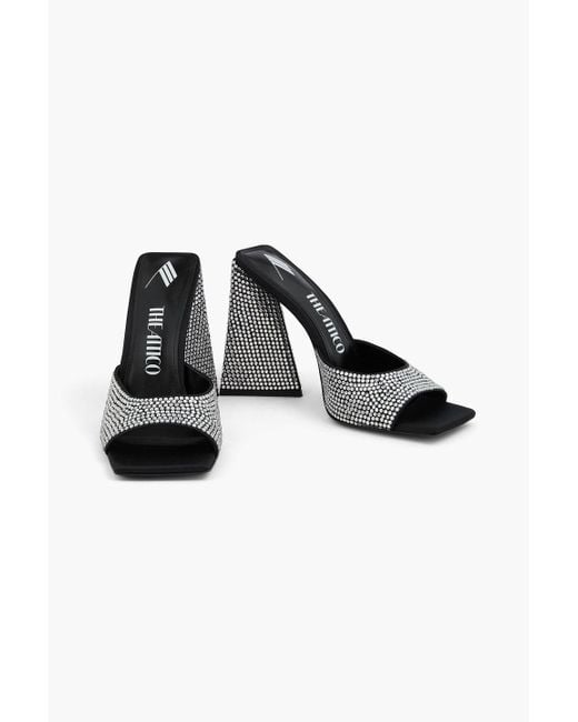 The Attico Black Devon Crystal-embellished Satin Mules