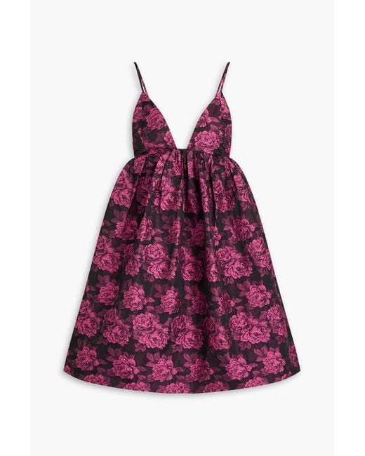 ganni purple floral dress Ganni Floral jacquard midi dress GANNI