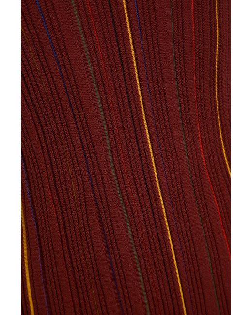Gabriela Hearst Red Yara Striped Ribbed Wool Tank