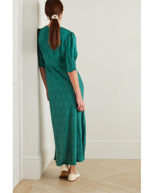 knee length dresses for ladies Gold Satin Midi Shift Dress – Mint Velvet main image 0