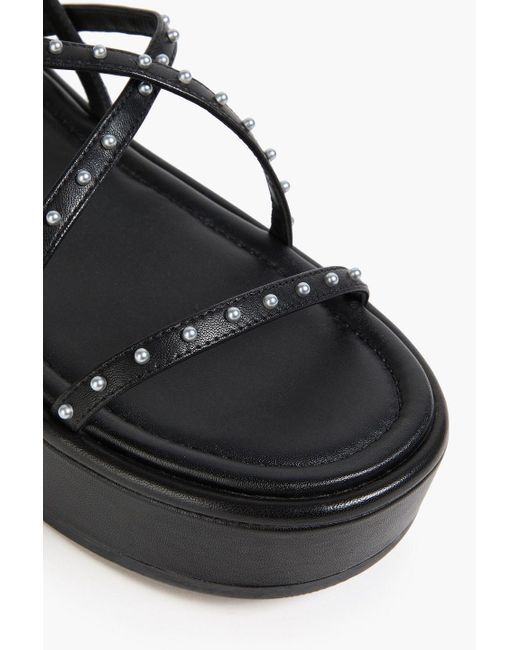 Stuart Weitzman Black Studded Leather Platform Sandals