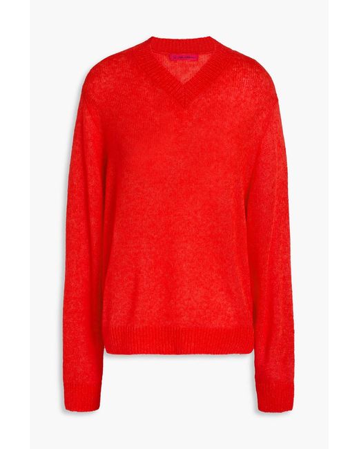 The Elder Statesman Red Nimbus Cashmere And Cotton-blend Sweater