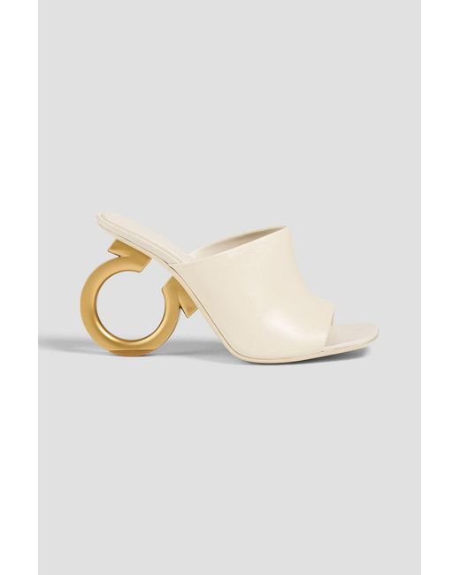 Ferragamo White Astro X5 Leather Mules