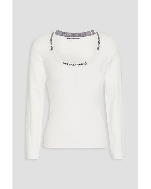 T By Alexander Wang Gray Stretch-knit Top