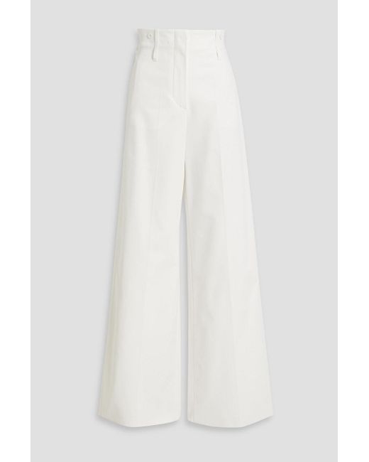 Max Mara White Yang Cotton-blend Wide-leg Pants