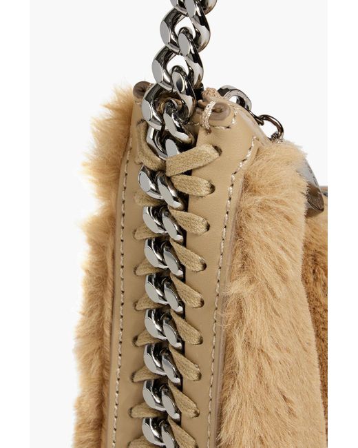 Stella McCartney White Falabella Mini Quilted Faux Fur Shoulder Bag