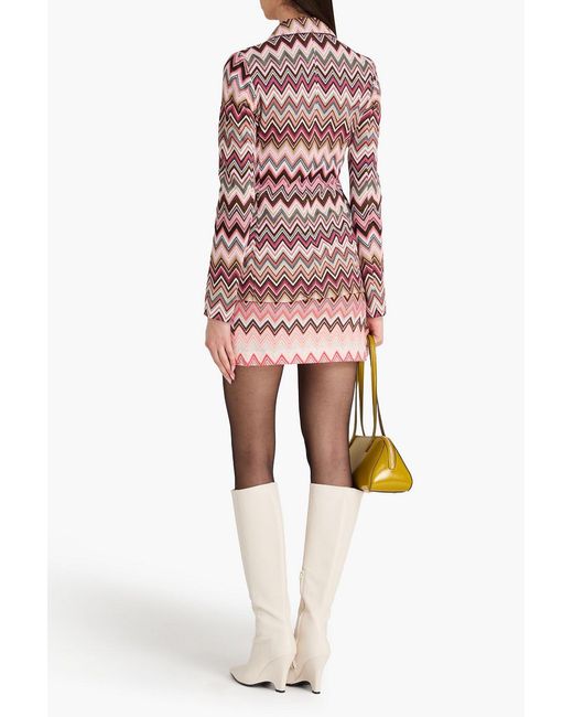 Missoni Pink Crochet-Knit Cotton-Blend Blazer