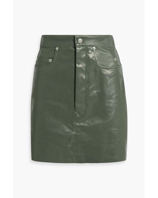 Rick Owens Green Lido Coated Denim Mini Skirt