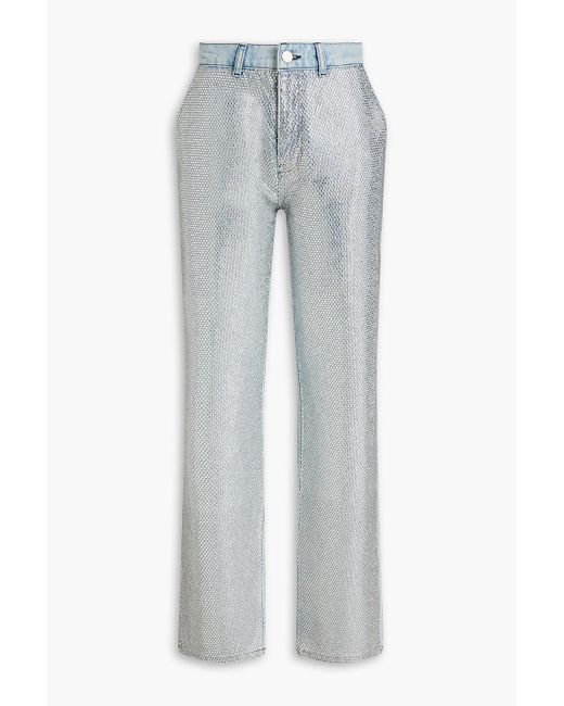 FRAME Gray Le Jane Embellished High-rise Straight-leg Jeans