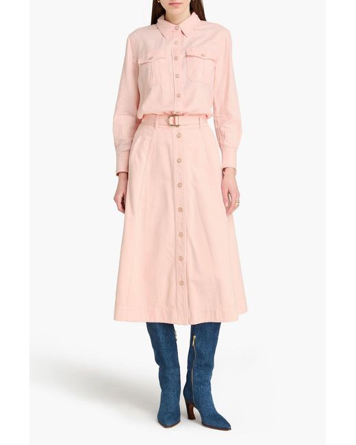Zimmermann Pink Cotton And Linen-Blend Twill Shirt