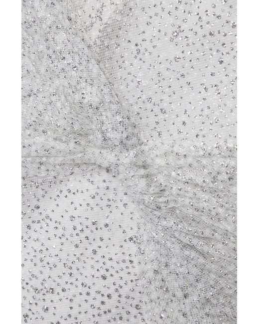 Sandra Mansour White Sunlight robe aus tüll mit glitter-finish und raffungen