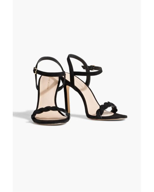 Stuart Weitzman Black Twistie 100 Suede Sandals