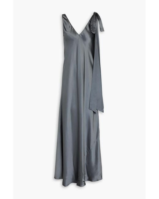 J.W. Anderson Gray Knotted Silk-Satin Maxi Slip Dress